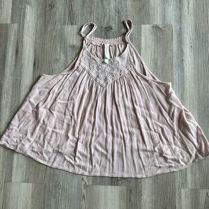 Aeropostale Y2K Flowy Pink Top With Embroidered Top And Adjustable Straps Size L